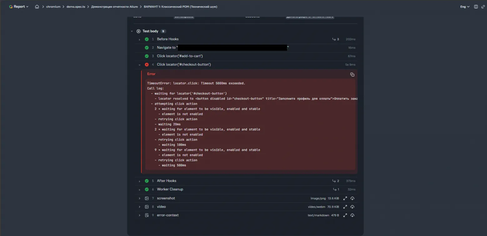 Example of a bad report — raw method names, no context